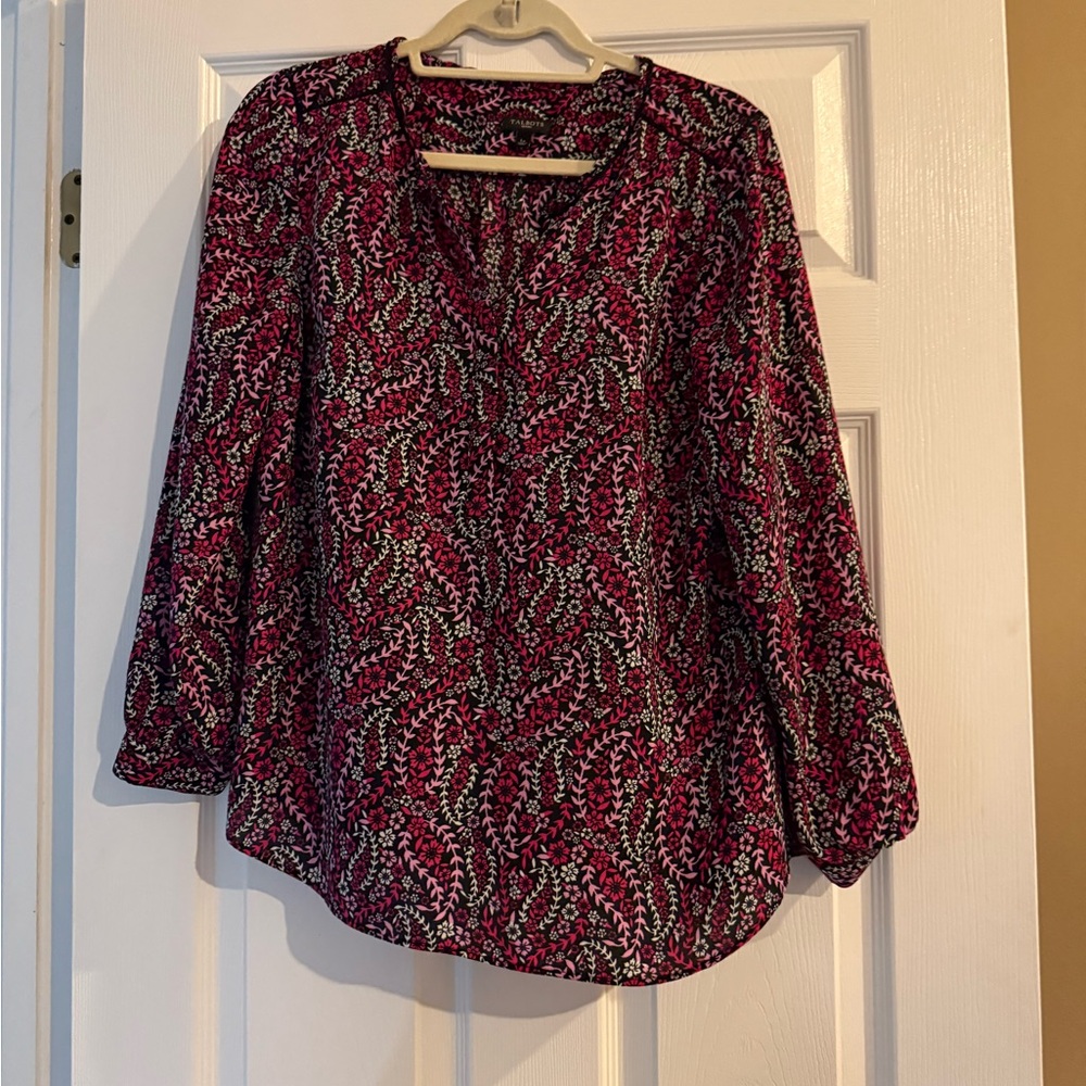 Talbots Pink and Black Relaxed Blouse